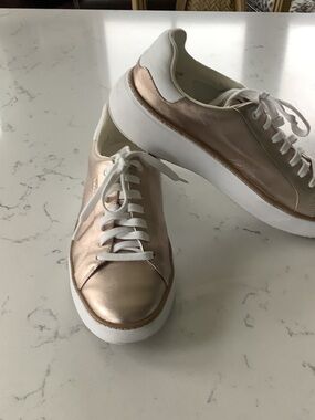 Cole Haan Metallic Rose Gold Low-Top Sneakers with White Sole